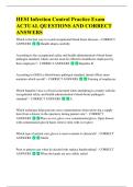 HESI Infection Control Practice Exam  ACTUAL QUESTIONS AND CORRECT  ANSWERS 