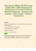 Final Exam&colon; NR606 &sol; NR 606 &lpar;Latest Update 2025 &sol; 2026&rpar; Diagnosis and Management in Psychiatric-Mental Health II Practicum &vert; Questions and Answers &vert; 100&percnt; Correct &vert; Grade A - Chamberlain