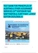 Complete TEST BANK - Principles of Auditing and Other Assurance Services 22nd Edition by Ray Whittington&comma; Kurt Pany&vert;All Complete Verified Chapter's Covered With Questions And Verified Solutions&period;