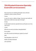 TDLR Eyelash Extension Specialty Exam with correct answers