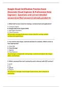 Google Cloud Certification Practice Exam  &lpar;Associate Cloud Engineer & Professional Data  Engineer&rpar;Questions and correct detailed  answers&lbrace;verified answers&rcub;&vert;already graded A&plus; 