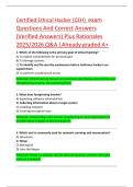 Certified Ethical Hacker &lpar;CEH&rpar;  exam  Questions And Correct Answers  &lpar;Verified Answers&rpar; Plus Rationales  2025&sol;2026 Q&A &vert;Already graded A&plus;