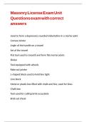 Masonry License Exam Unit Questions exam with correct answers