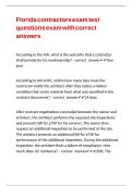 Florida contractors exam test questions exam with correct answers 