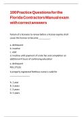 100 Practice Questions for the Florida Contractors Manual exam with correct answers 
