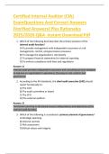 Certified Internal Auditor &lpar;CIA&rpar;  ExamQuestions And Correct Answers  &lpar;Verified Answers&rpar; Plus Rationales  2025&sol;2026 Q&A  Instant Download Pdf