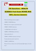 100 Questions - HEALTH SCIENCE Final Exam NCHSE With 100% Correct Answers