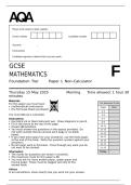 2025 AQA GCSE MATHEMATICS Paper 1 &lpar;8300&sol;1F&colon; Non-Calculator Foundation Tier&rpar;