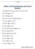 APMA 1110 Final Questions and Correct  Answers