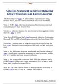 Asbestos Abatement Supervisor Refresher  Review Questions and Correct Answers