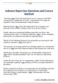 Asbestos Supervisor Questions and Correct  Answers