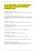 BA 302 MIDTERM 1 PSU &lpar;PROFESSOR SHIN&rpar; QUESTIONS WITH VERIFIED ANSWERS 2026