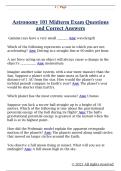 Astronomy 101 Midterm Exam Questions  and Correct Answers