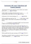 Astronomy 101 exam 1 Questions and  Correct Answers