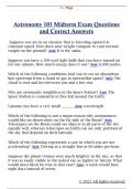 Astronomy 101 Midterm Exam Questions  and Correct Answers 
