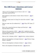 Bio-1406 Exam 1 Questions and Correct  Answers