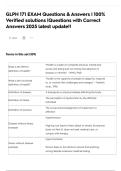 GLPH 171 EXAM Questions & Answers &vert; 100&percnt; Verified solutions &vert;Questions with Correct Answers 2025 latest update&excl;&excl;
