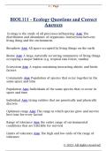 BIOL111 - Ecology Questions and Correct  Answers