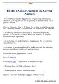 BPMN EXAM 2 Questions and Correct  Answers 