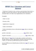BPMN Test 1 Questions and Correct  Answers