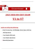2025&sol;2026 HESI RN Exit Exam &lpar;V1 - V7&rpar; Actual Qs & Ans to Pass the Exam&comma; 100&percnt; Verified - PDF