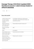 Massage Therapy MCQ EXAM (updated 2025) Questions & Answers | Latest Already Graded A+ UPDATE 2025|2026