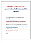 Florida Alarm Contractor Exam Questions And Verified Answers With Rationales