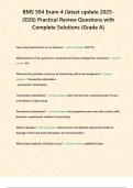 BMS 504 Exam 4 &lpar;latest update 2025-2026&rpar; Practical Review Questions with Complete Solutions -Grade