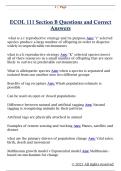 ECOL 111 Section B Questions and Correct  Answers