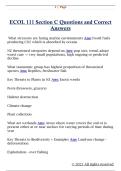 ECOL 111 Section C Questions and Correct  Answers