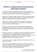 ECOL111&colon; Species Interactions Questions  and Correct Answers