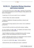 ECOL111 - Population Biology Questions  and Correct Answers 