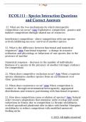 ECOL111 - Species Interaction Questions  and Correct Answers 