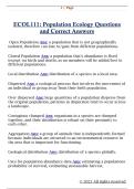 ECOL111&colon; Population Ecology Questions  and Correct Answers