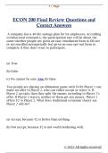 ECON 200 Final Review Questions and  Correct Answers