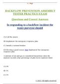 BACKFLOW PREVENTION ASSEMBLY  TESTER PRACTICE EXAM  Questions and Correct Answers    I