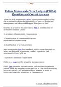 Failure Modes and effects Analysis &lpar;FMEA&rpar;  Questions and Correct Answers 
