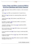Failure Mode and Effects Analysis &lpar;FMEA&rpar;  Overview Questions and Correct Answers 