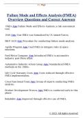 Failure Mode and Effects Analysis &lpar;FMEA&rpar;  Overview Questions and Correct Answers 