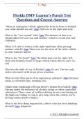 Florida DMV Learner's Permit Test  Questions and Correct Answers 