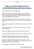 FMEA&colon; FAILURE MODE EFFECT  ANALYSIS Questions and Correct Answers 