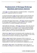 Fundamentals of Mortgage Brokerage  Questions and Correct Answers 
