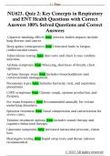 NU623&period; Quiz 2&colon; Key Concepts in Respiratory  and ENT Health Questions with Correct  Answers 100&percnt; Solved Questions and Correct  Answers
