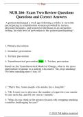 NUR 266- Exam Two Review Questions  Questions and Correct Answers
