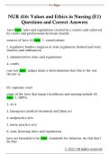 NUR 416&colon; Values and Ethics in Nursing &lpar;E1&rpar;  Questions and Correct Answers 