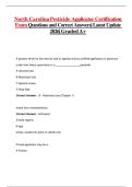 North Carolina Pesticide Applicator Certification Exam Questions and Correct Answers&vert; Latest Update 2026&vert; Graded A&plus;