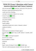 NUR 2513 Exam 1 Questions with Correct  Answers Questions and Correct Answers 
