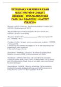Veterinary Anesthesia EXAM QUESTIONS WITH CORRECT ANSWERS&vert;&vert;100&percnt; GUARANTEED PASS&vert;&vert;A&plus; GRADED&excl;&excl;&vert;&vert;<<LATEST VERSION>>