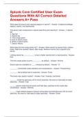 Splunk Core Certified User Exam Questions With All Correct Detailed Answers A&plus; Pass