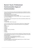 Nurse's Touch&colon; Professional Communication-Types of Communication 2026&sol;2027  Questions and Verified Solutions  